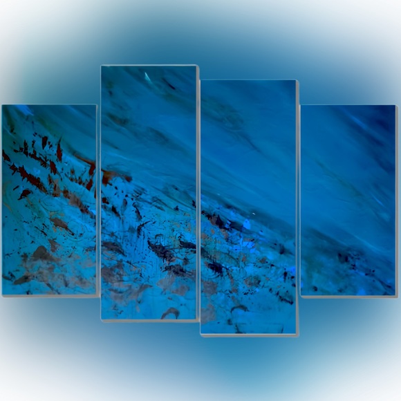 Wall hanging abstract, framed art, canvas 4 piece - Picture 3 of 3